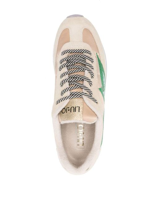 Liu Jo Green Low Flash Dreamy Sneakers With Glitter And Suede Panels