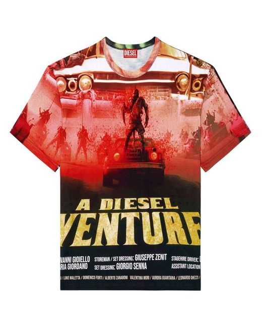 DIESEL Red T-Boxt-Adventure T-Shirt With Film Print for men