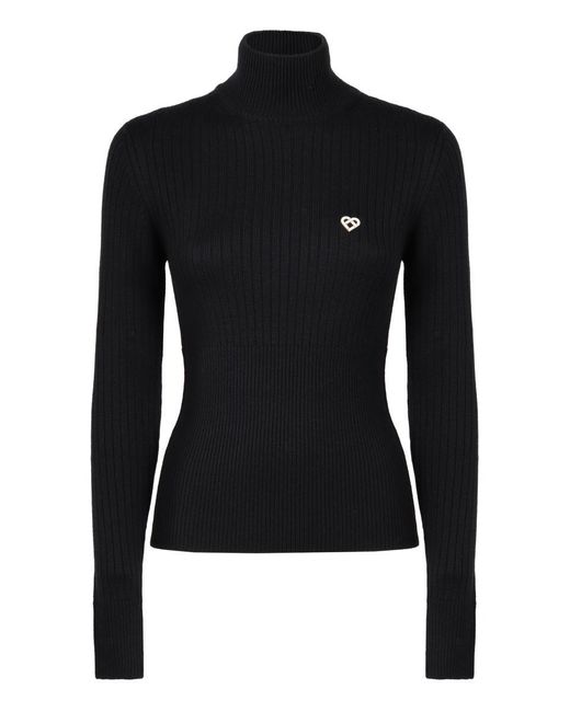 Casablanca Black Wool Turtleneck Sweater