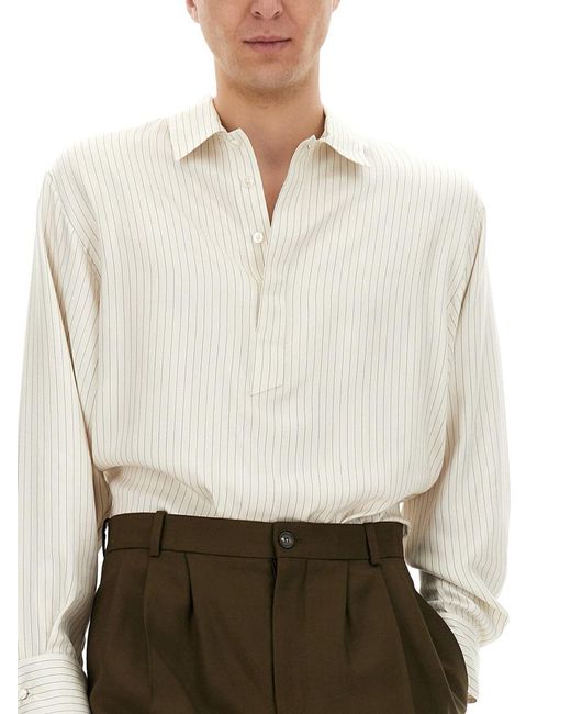 Saint Laurent White Striped Tunic Shirt for men