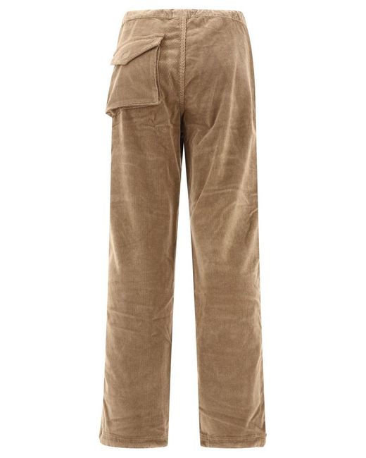 Ganni Natural Corduroy Drawstring Trousers