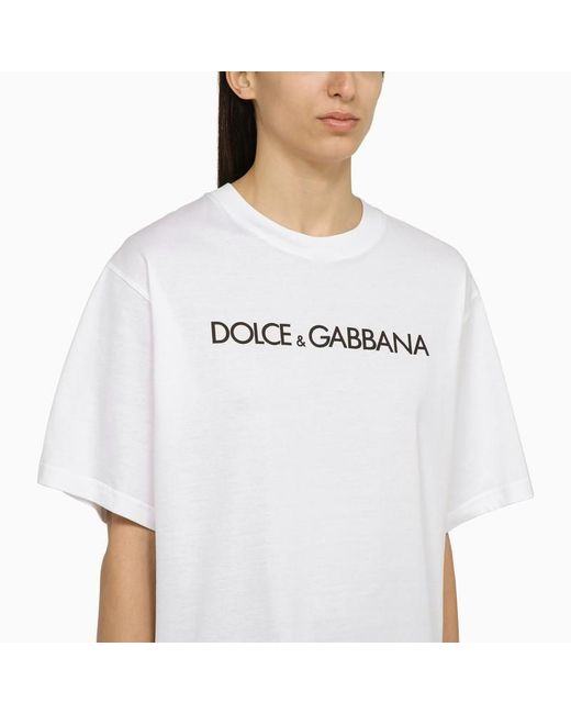 Dolce & Gabbana White Dolce&Gabbana Crew-Neck T-Shirt With Logo In