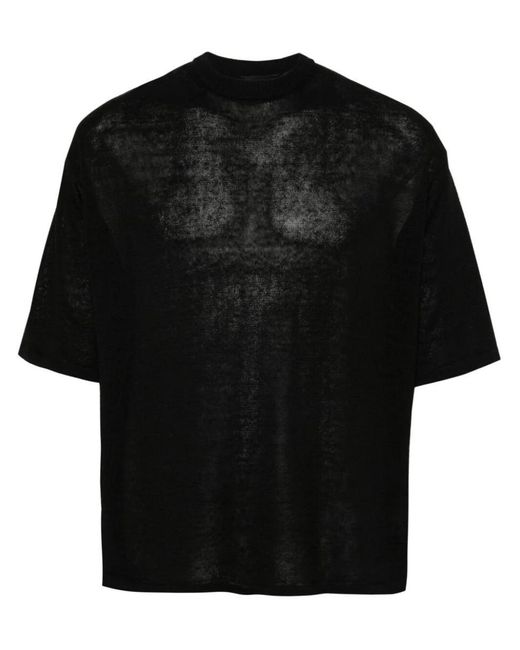 Roberto Collina Black Linen Crew Neck T-Shirt for men