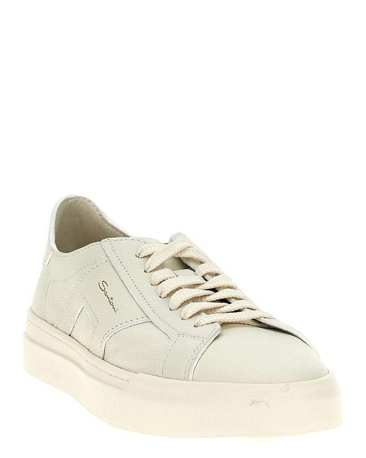 Santoni White 'Double Buckle' Sneakers for men