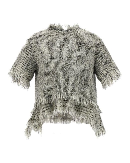 Sacai Gray Tweed Sweater Sweater, Cardigans