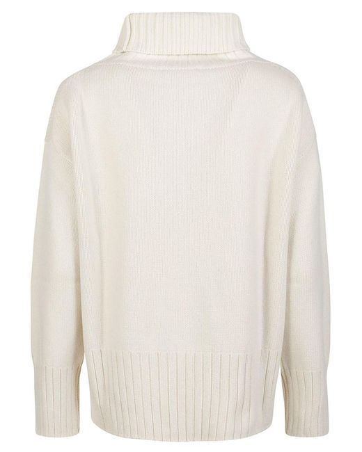 Aragona White Cashmere Oversized Crewneck Sweater