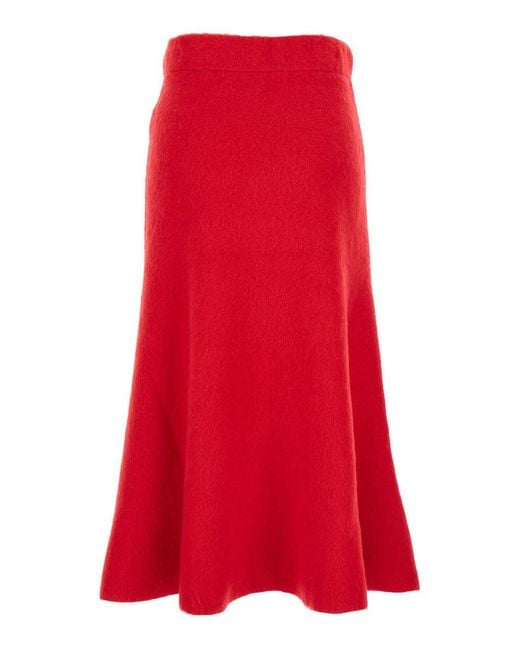 Fabiana Filippi Red Skirt With Hidden Closure And Brushed Effect