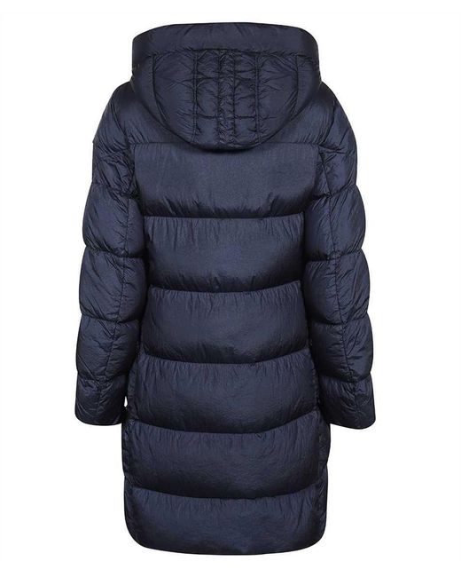 Parajumpers Blue Harmony Long Hooded Down Jacket