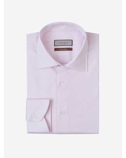 Canali Purple Cotton Textured Shirt for men
