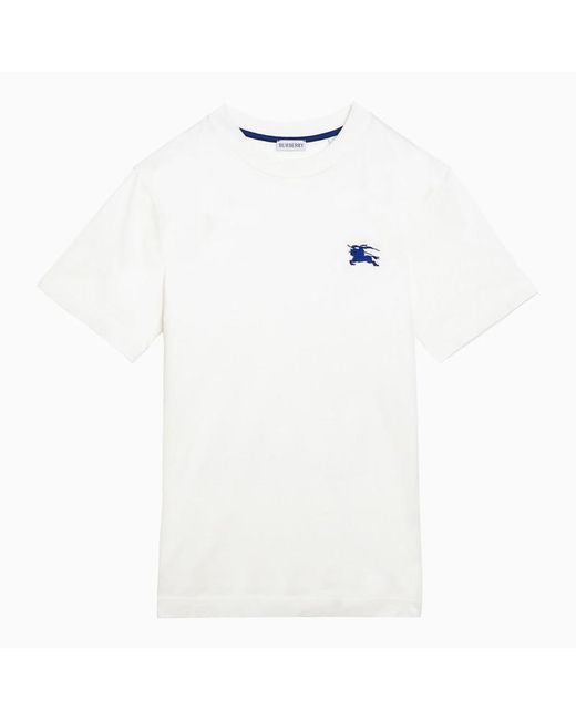 Burberry White T-shirt With Logo Embroidery for men