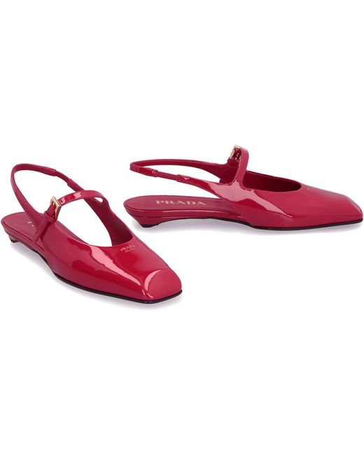 Prada Red Slingback Ballet Flats
