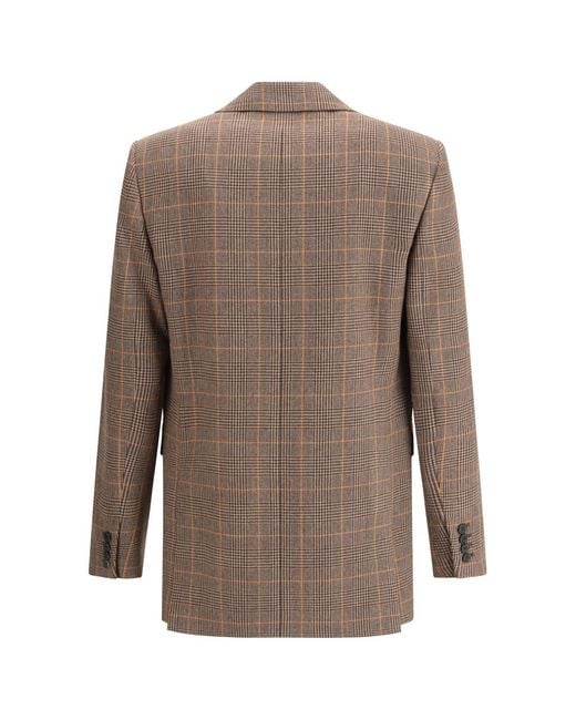Saint Laurent Brown Prince De Galles Wool Blazer for men