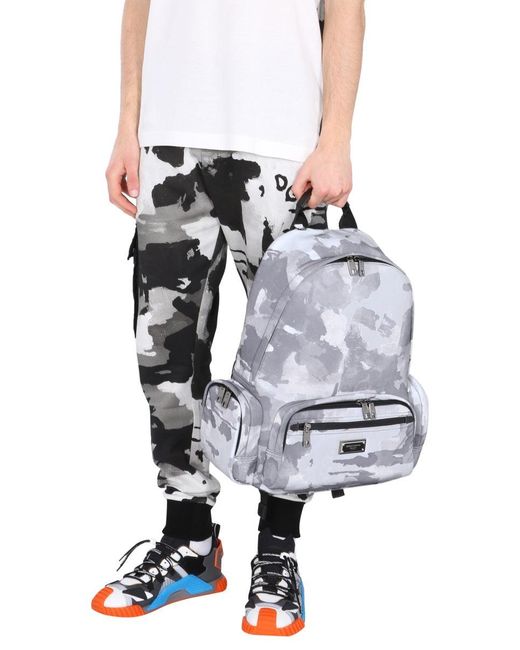 Dolce & Gabbana Multicolor Camouflage-print Nylon Backpack With Branded Tag for men