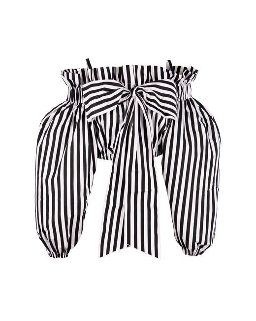 Patou Black Striped Cotton Blouse