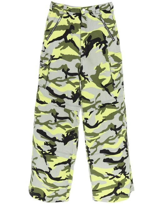 Vetements Green Neon Camouflage Cargo Pants for men