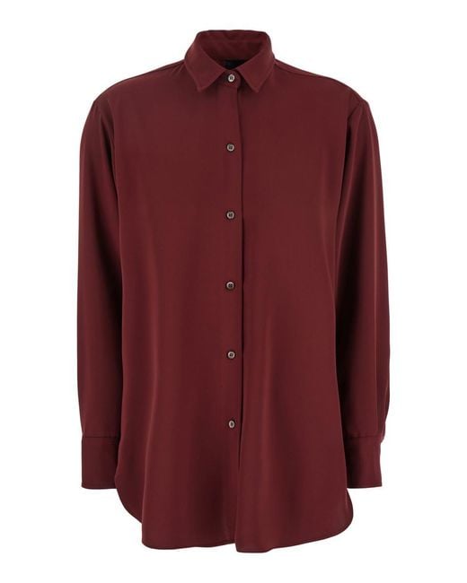 Plain Red Bordeaux Shirt With Classic Collar