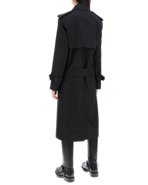 Burberry Black Double-Breasted Silk Twill Trench Coat