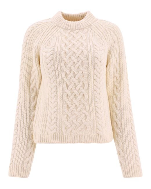 KENZO Cable-knit Sweater in White | Lyst