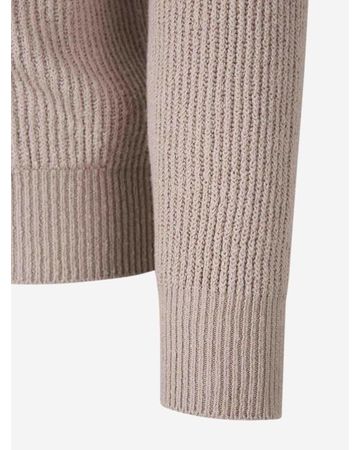 Brunello Cucinelli Natural Cotton Ribbed Cardigan for men