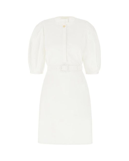 Chloé White + Net Sustain Belted Organic Cotton-poplin Mini Dress