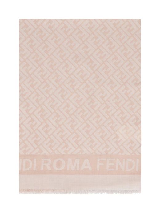 Fendi Natural Wool And Silk Scarf