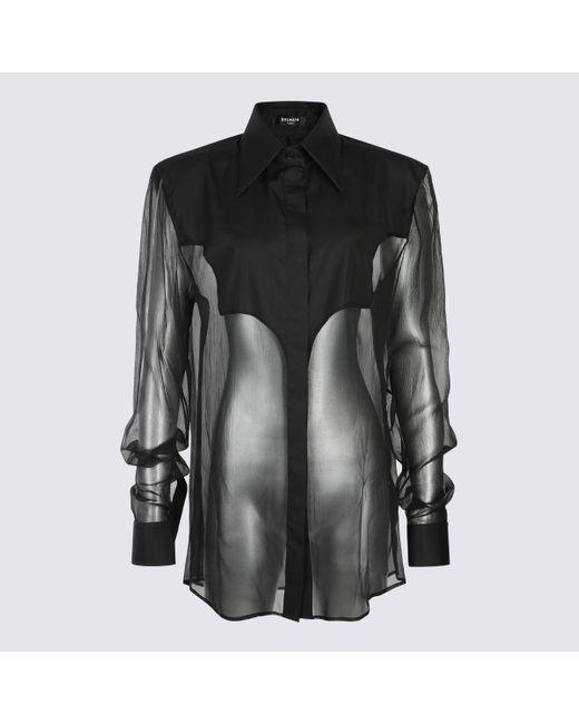 Balmain Black Silk Shirt