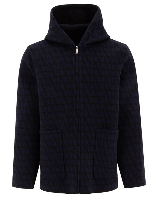Valentino Garavani Blue Reversible Hoodie-Style Coat for men