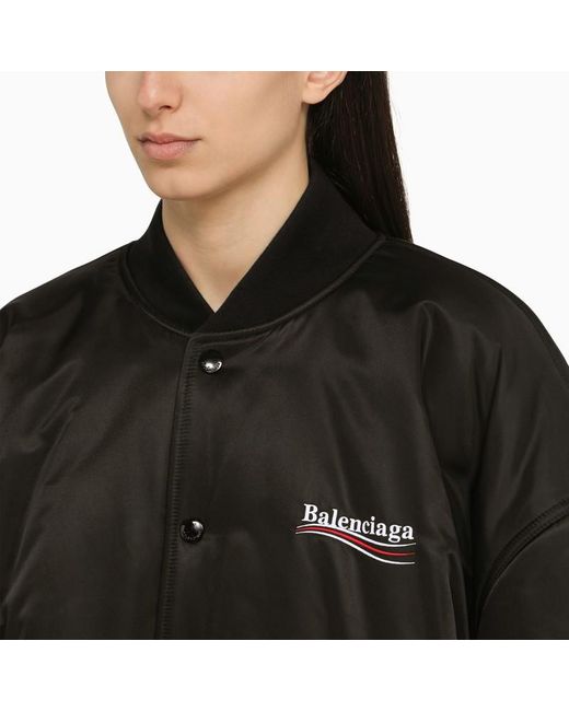 Balenciaga Black Oversize Nylon Bomber Jacket