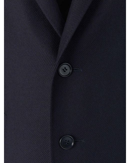 Canali Blue Herringbone Wool Coat for men