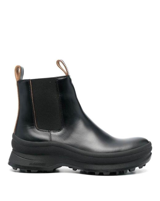 Jil Sander Black Leather Chelsea Boots for men