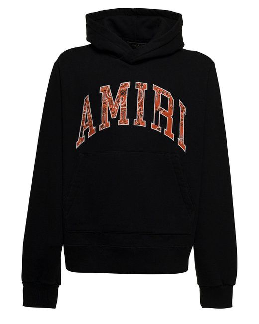Amiri Cotton Bandana Applique Hoodie in Black for Men Lyst