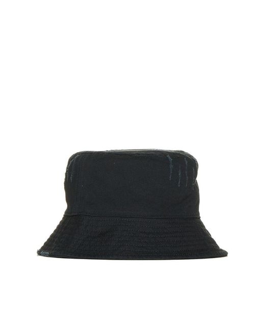 Palm Angels Black Logo Cotton Bucket Hat for men