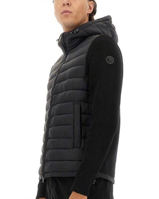 Colmar Black Hooded Jacket With Knitted Sleeves for men