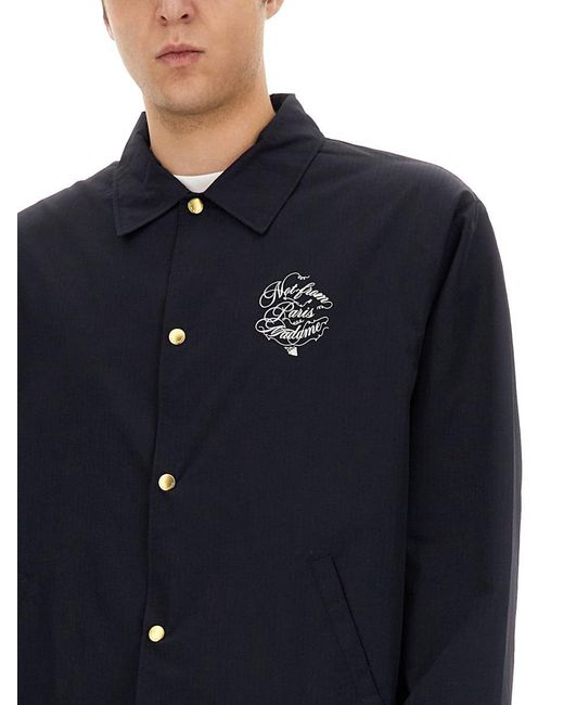 Drole de Monsieur Blue Vignes Slogan Print Jacket for men