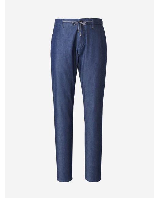Canali Blue Cotton Denim Pants for men