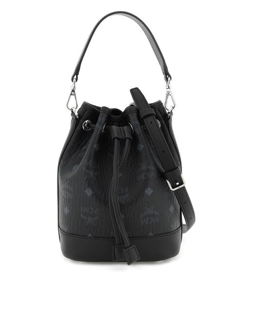 MCM Black Dessau Mini Bucket Bag