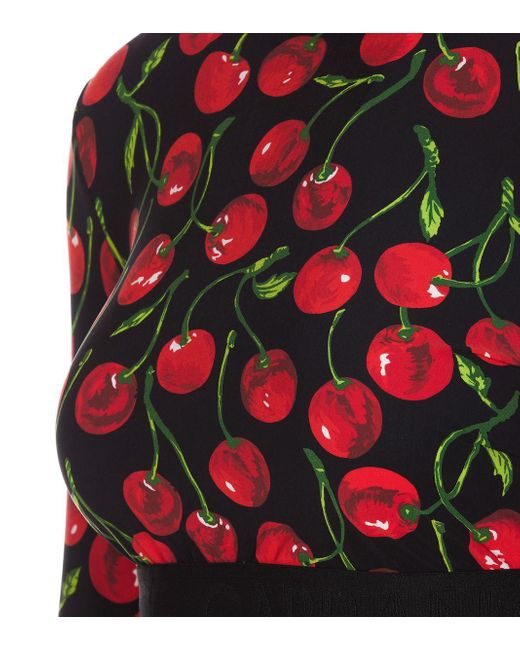 Dolce & Gabbana Red Long Sleeve Crop Top