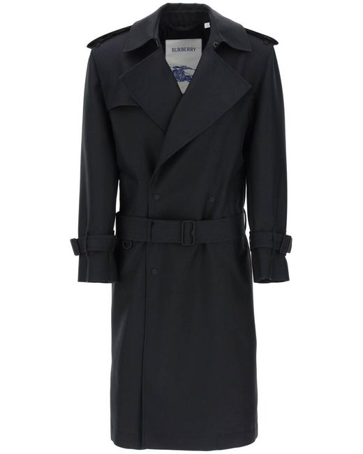 Burberry Black Double-Breasted Silk Twill Trench Coat