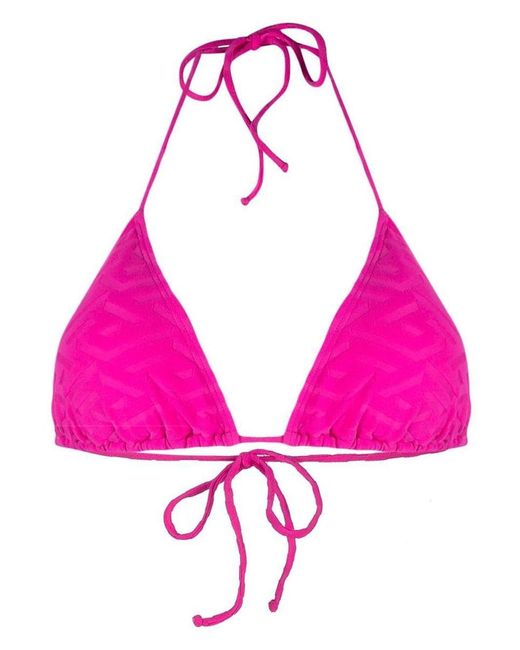 Versace Monogram-jacquard Triangle Bikini Top in Pink | Lyst