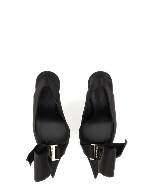 Ferragamo Black Sandal With Asymmetrical Bow