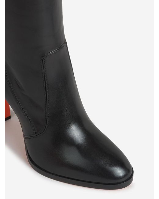 Santoni Black High Leather Boots