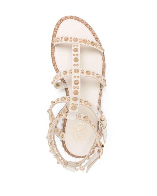 Ash Natural Pepsy Studded Leather Sandals