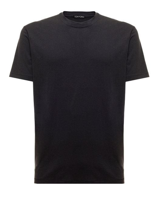 Tom Ford Cotton Basic Crew Neck Black Lyocell T-shirt Man for Men ...