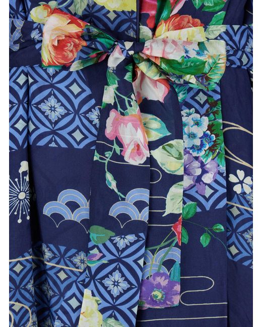 Johnny Was Blue Kimono With Floral Print