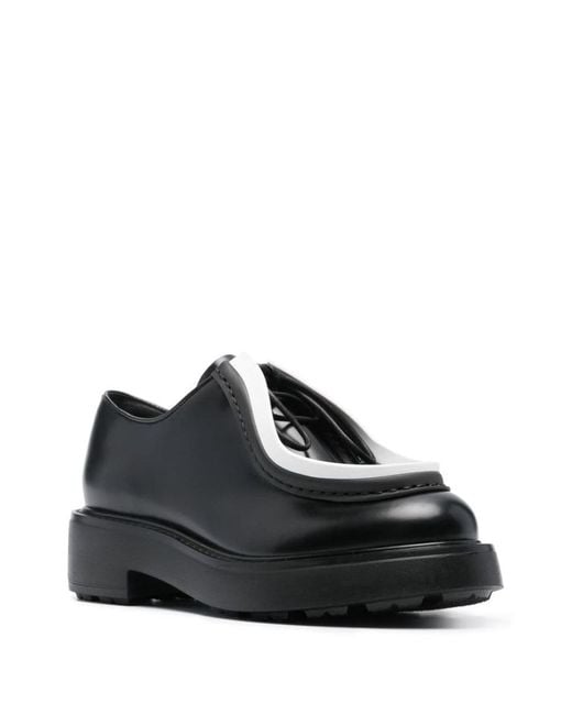 Prada Black Contrasting-trim Leather Shoes