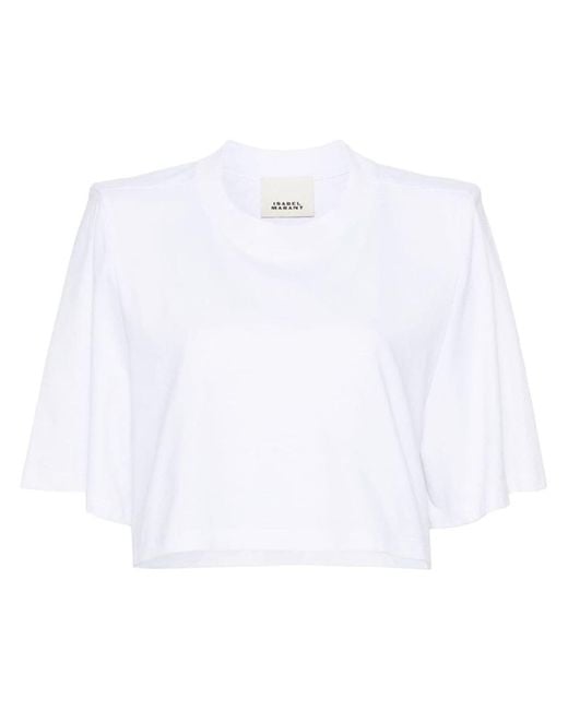 Isabel Marant White Zaely Cotton Cropped T-Shirt