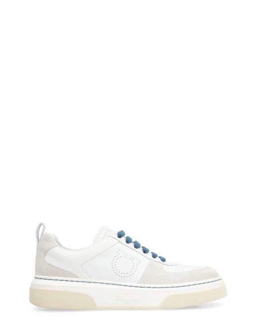 Ferragamo White Leather Low-top Sneakers