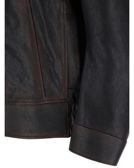 Golden Goose Deluxe Brand Black Jacket With Classic Collar And Distressed Effect for men