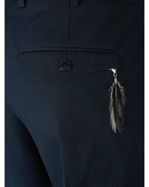 PT01 Blue Cotton Formal Trousers for men