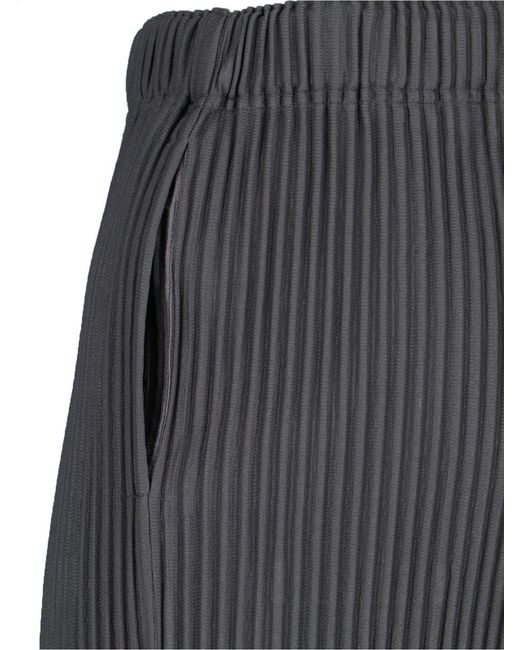 Homme Plissé Issey Miyake Gray High-Waisted Pleated Trousers With Drawstring Closure for men